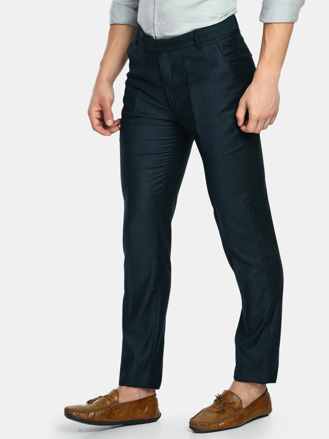 Navy Blue Cotton Slim Pants | Slim fit cotton pants, Mens dress pants, Mens  plaid pants
